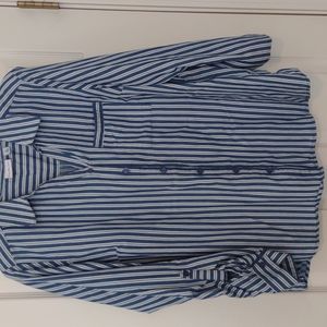 Blue and white button down blouse in size XL